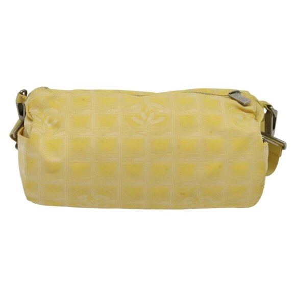 CHANEL New Travel Shoulder Bag Nylon Yellow Silver CC Auth - Picture 3 of 15